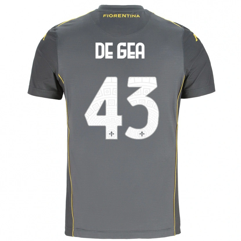 Danxen Criança David de Gea #43 Cinza Escuro Amarelo Camisola Guarda-Redes 2025/26 Camisa