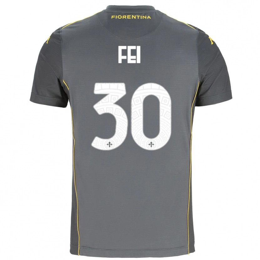 Danxen Criança Gianmaria Fei #30 Cinza Escuro Amarelo Camisola Guarda-Redes 2025/26 Camisa