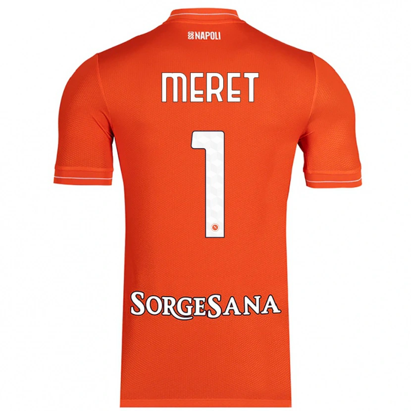 Danxen Criança Alex Meret #1 Laranja Vermelho Branco Camisola Guarda-Redes 2025/26 Camisa