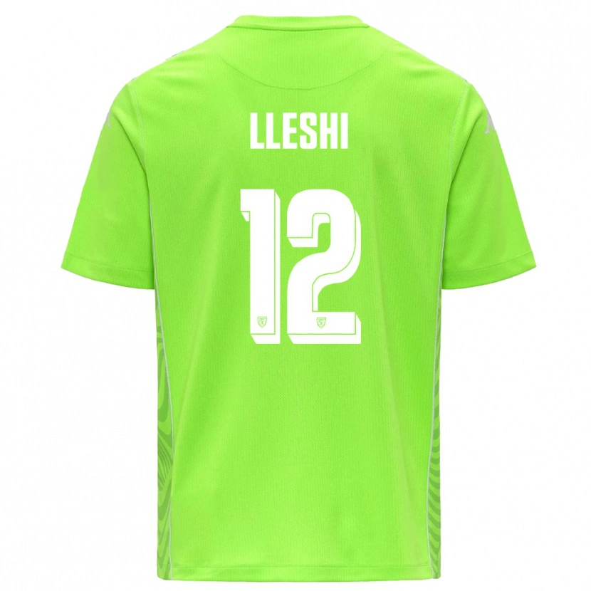Danxen Criança Leonardo Lleshi #12 Verde Grama Branco Camisola Guarda-Redes 2025/26 Camisa