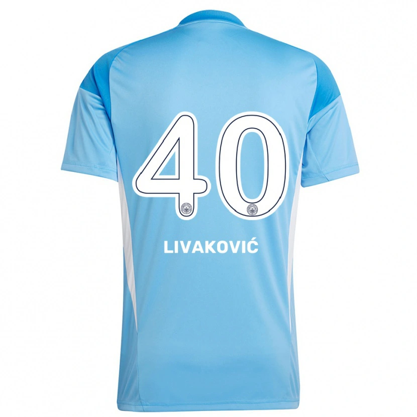 Danxen Criança Dominik Livakovic #40 Azul Real Branco Camisola Guarda-Redes 2025/26 Camisa