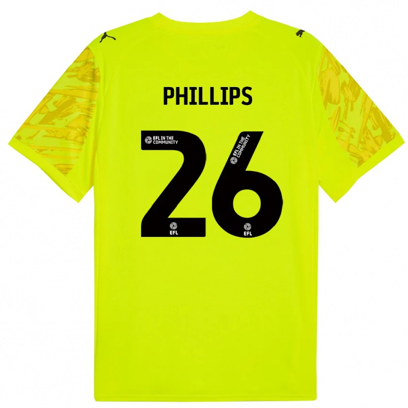 Danxen Criança Noah Phillips #26 Verde Fluorescente Camisola Guarda-Redes 2025/26 Camisa
