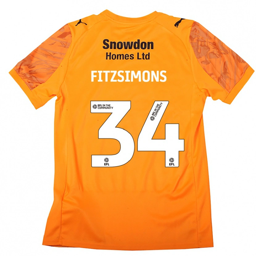 Danxen Criança Ross Fitzsimons #34 Preto Laranja Camisola Guarda-Redes 2025/26 Camisa