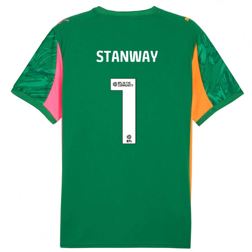 Danxen Criança Wyll Stanway #1 Verde Rosa Camisola Guarda-Redes 2025/26 Camisa