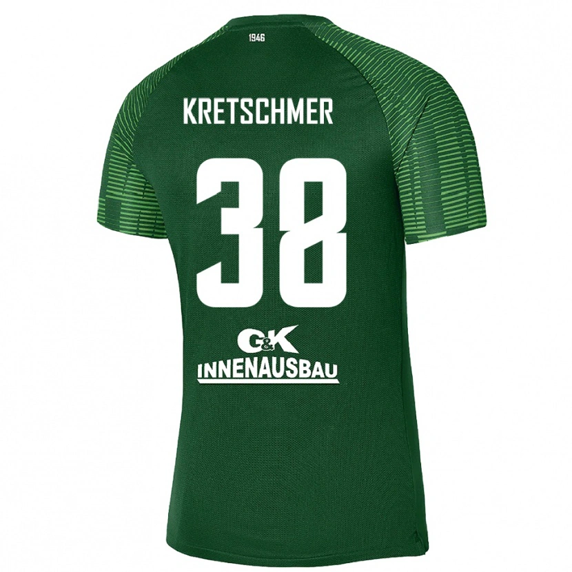 Danxen Criança Theo Kretschmer #38 Verde Escuro Preto Camisola Guarda-Redes 2025/26 Camisa