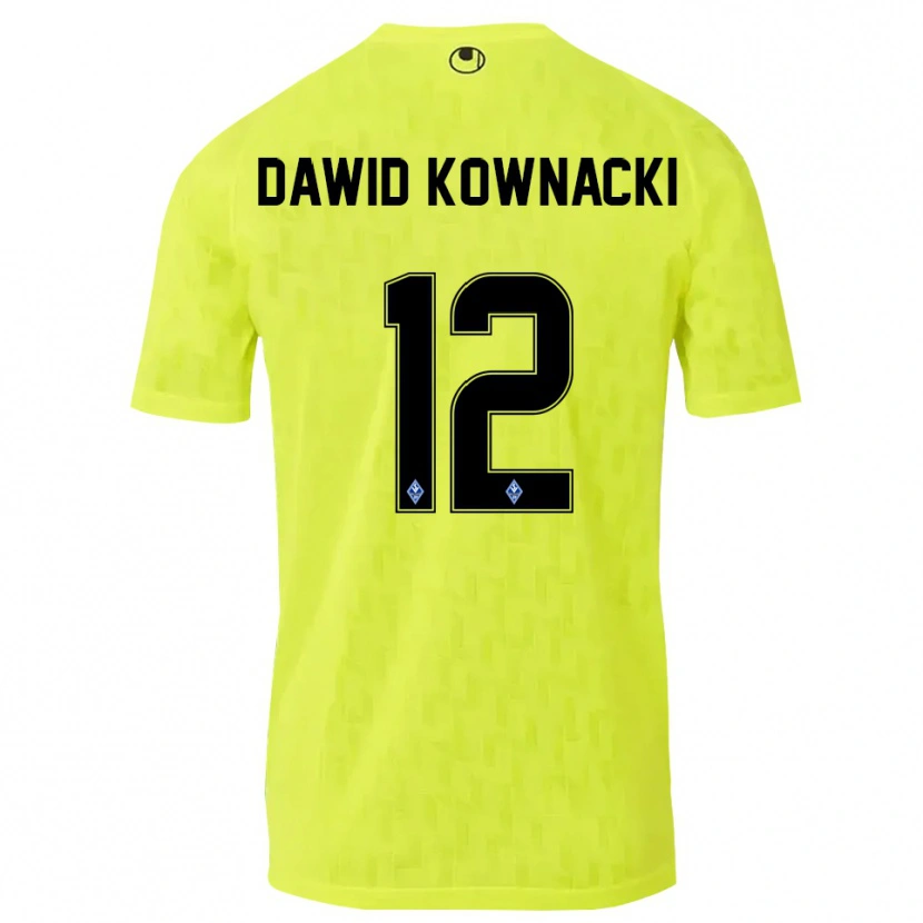 Danxen Criança Jakub Dawid Kownacki #12 Amarelo Preto Camisola Guarda-Redes 2025/26 Camisa