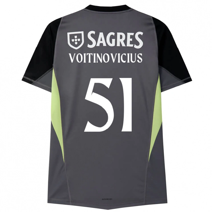 Danxen Criança Arnas Voitinovičius #51 Cinza Escuro Preto Camisola Guarda-Redes 2025/26 Camisa