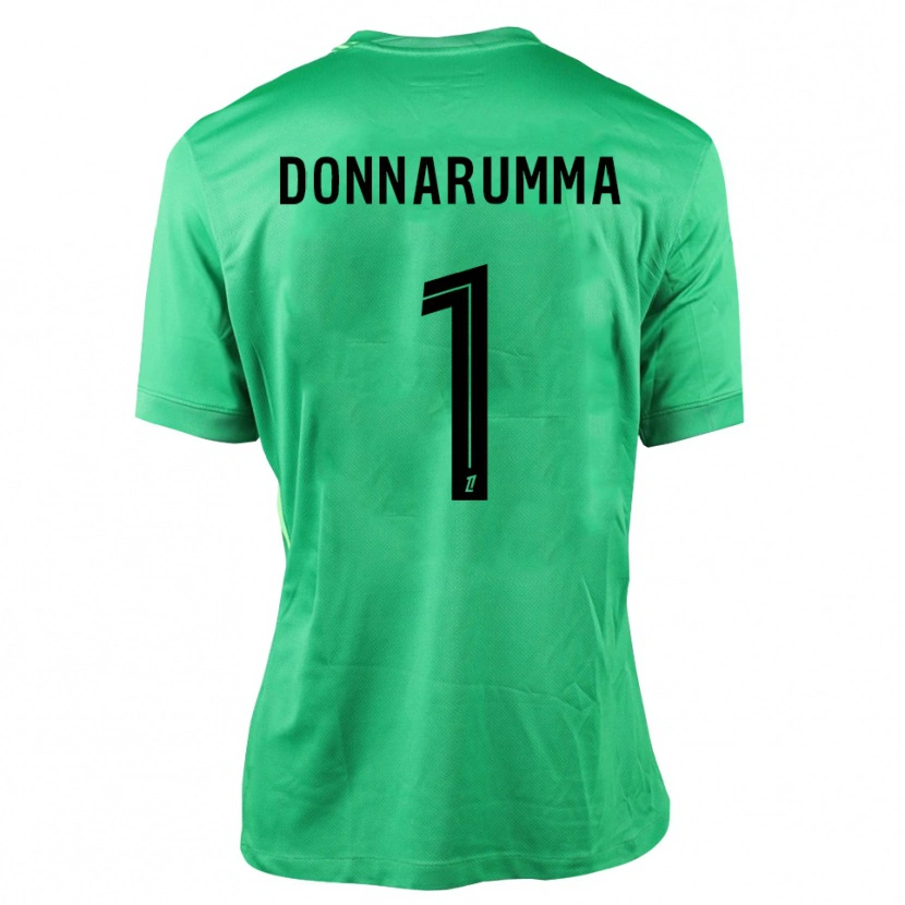Danxen Criança Gianluigi Donnarumma #1 Verde Preto Camisola Guarda-Redes 2025/26 Camisa