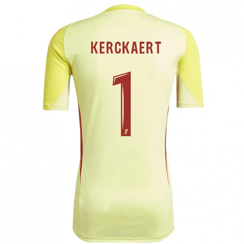 Danxen Criança Gabriel Kerckaert #1 Amarelo Claro Vermelho Camisola Guarda-Redes 2025/26 Camisa