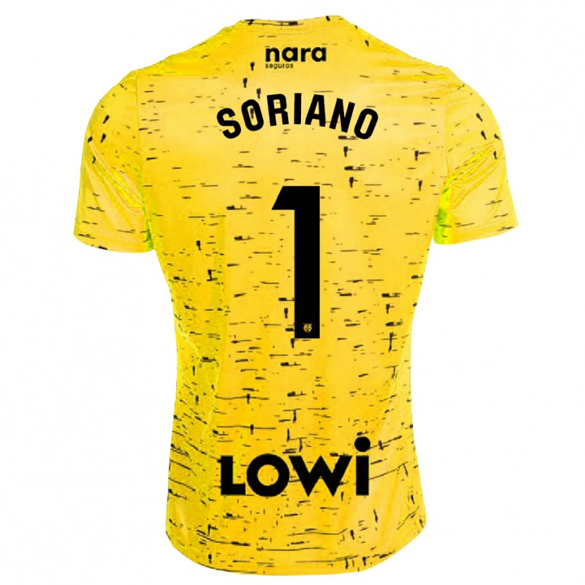 Danxen Criança Juan Soriano #1 Amarelo Preto Camisola Guarda-Redes 2025/26 Camisa