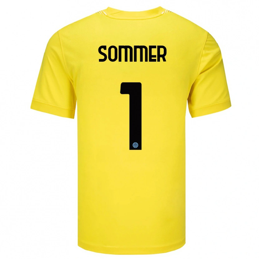 Danxen Criança Yann Sommer #1 Amarelo Claro Preto Camisola Guarda-Redes 2025/26 Camisa