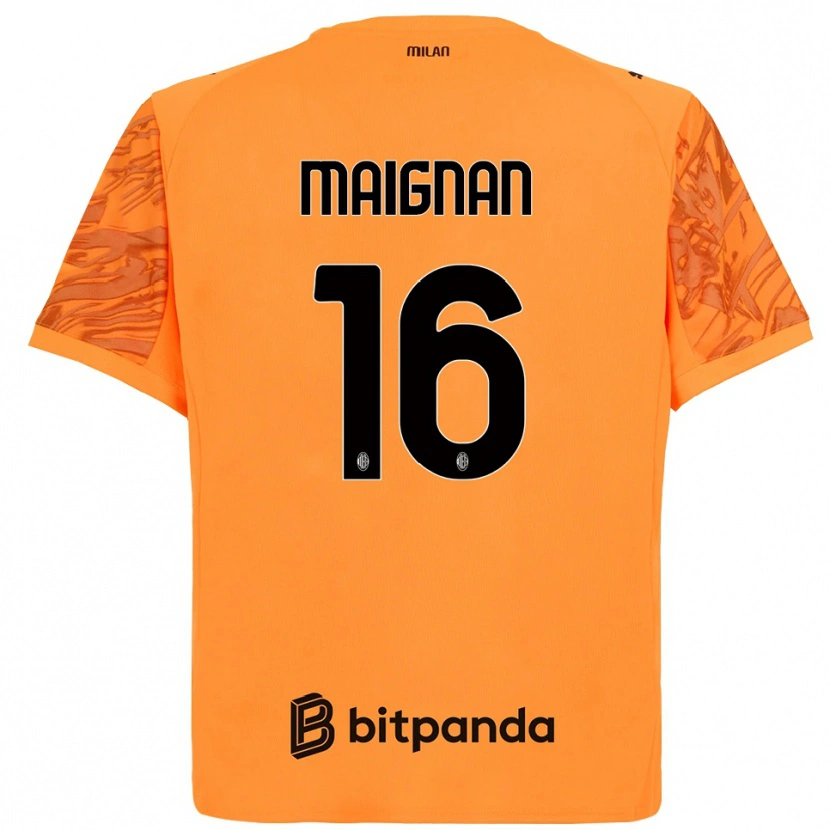 Danxen Criança Mike Maignan #16 Preto Amarelo Laranja Camisola Guarda-Redes 2025/26 Camisa