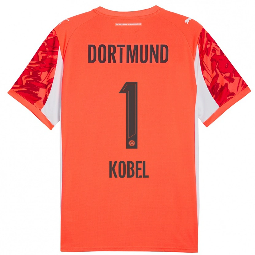 Danxen Criança Gregor Kobel #1 Laranja Vermelho Camisola Guarda-Redes 2025/26 Camisa