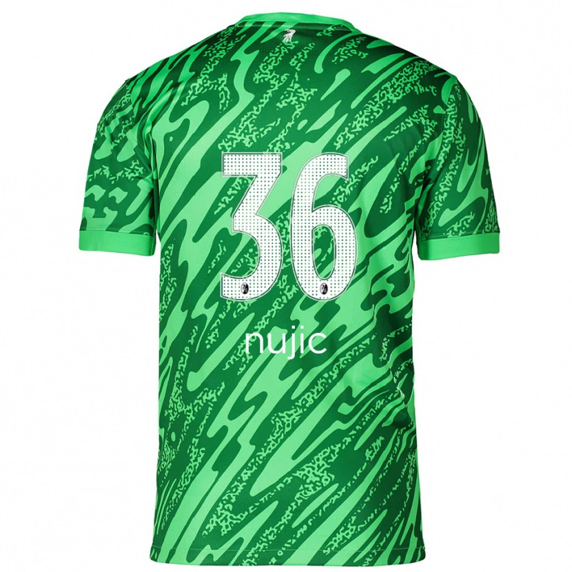 Danxen Criança Luka Nujic #36 Branco Verde Camisola Guarda-Redes 2025/26 Camisa