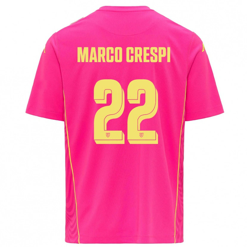 Danxen Criança Gian Marco Crespi #22 Rosa Profundo Amarelo Camisola Guarda-Redes 2025/26 Camisa
