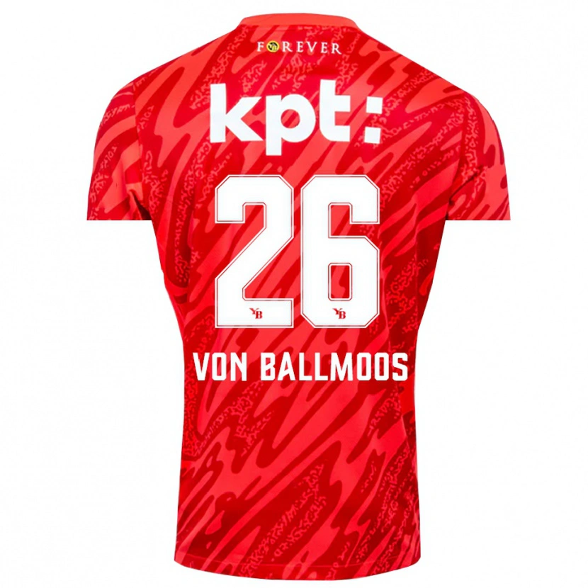 Danxen Criança David von Ballmoos #26 Branco Vermelho Camisola Guarda-Redes 2025/26 Camisa