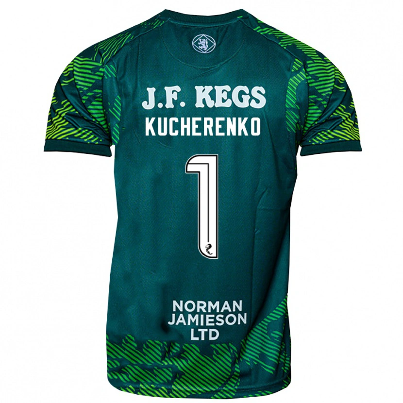 Danxen Criança Yevgeniy Kucherenko #1 Verde Branco Camisola Guarda-Redes 2025/26 Camisa