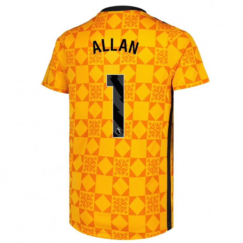 Danxen Criança Isaac Allan #1 Amarelo Preto Camisola Guarda-Redes 2025/26 Camisa
