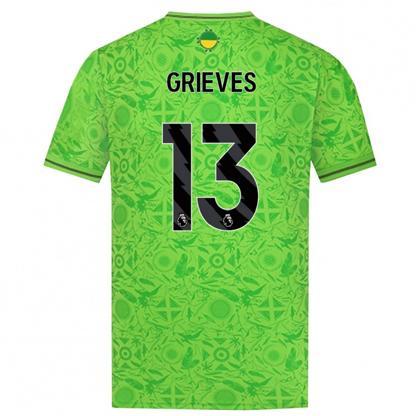 Danxen Criança Xander Grieves #13 Verde Preto Camisola Guarda-Redes 2025/26 Camisa