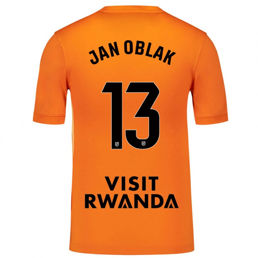 Danxen Criança Jan Oblak #13 Laranja Preto Camisola Guarda-Redes 2025/26 Camisa