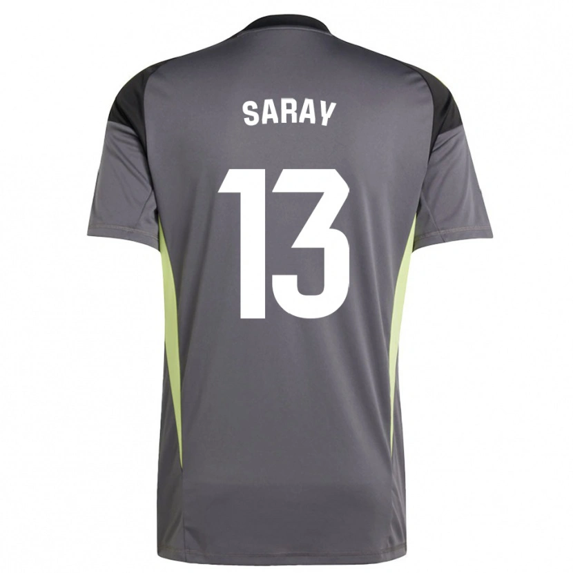 Danxen Criança Saray Vázquez Alonso #13 Cinza Escuro Preto Camisola Guarda-Redes 2025/26 Camisa