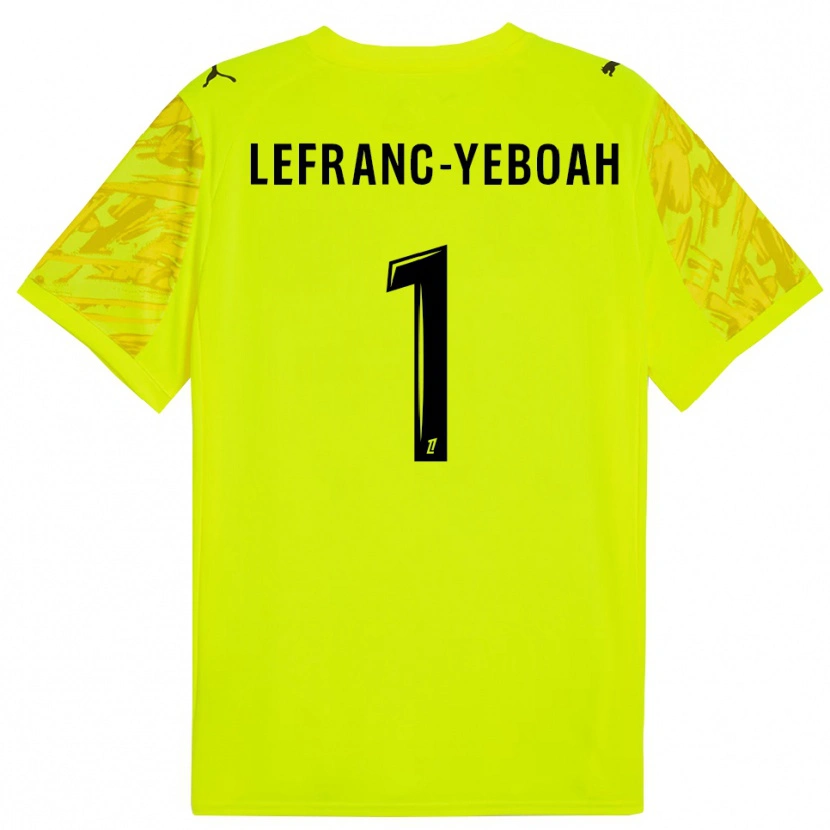 Danxen Criança Daïvy Lefranc-Yeboah #1 Verde Fluorescente Preto Camisola Guarda-Redes 2025/26 Camisa