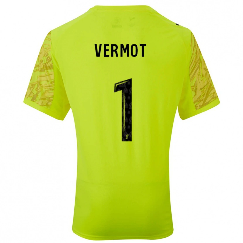 Danxen Criança Théo Vermot #1 Verde Fluorescente Preto Camisola Guarda-Redes 2025/26 Camisa