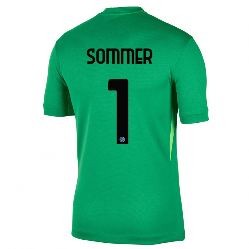 Danxen Criança Yann Sommer #1 Verde Claro Preto Camisola Guarda-Redes 2025/26 Camisa