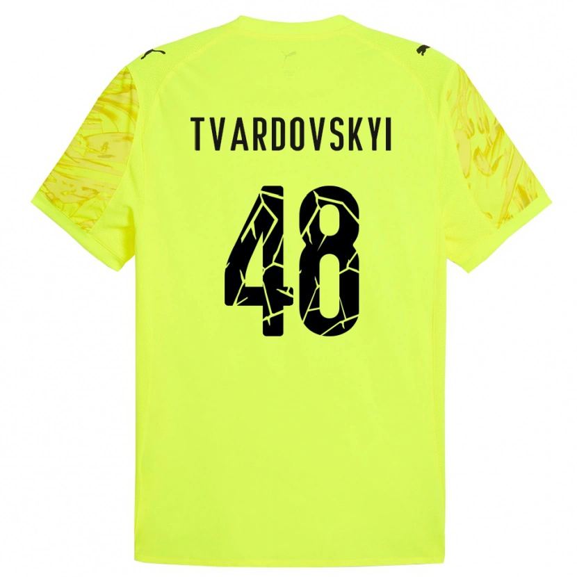 Danxen Criança Denys Tvardovskyi #48 Verde Amarelo Camisola Guarda-Redes 2025/26 Camisa
