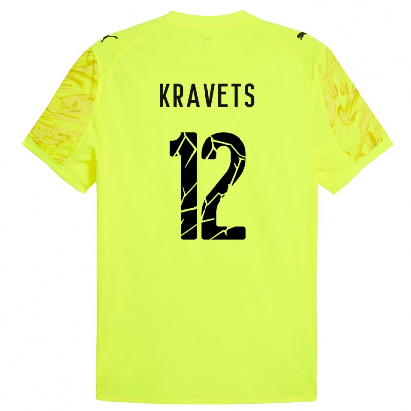 Danxen Criança Vladyslav Kravets #12 Verde Amarelo Camisola Guarda-Redes 2025/26 Camisa