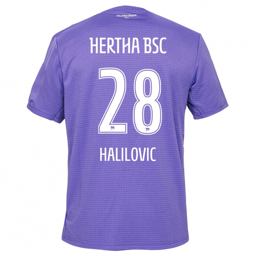 Danxen Homem Din Halilovic #28 Roxo Branco Camisola Guarda-Redes 2025/26 Camisa