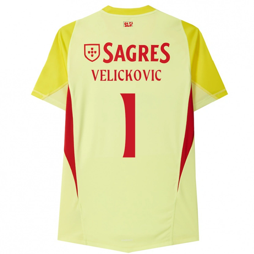 Danxen Homem Luka Veličković #1 Amarelo Vermelho Camisola Guarda-Redes 2025/26 Camisa