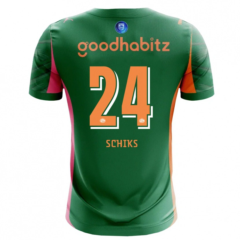 Danxen Homem Niek Schiks #24 Verde Laranja Camisola Guarda-Redes 2025/26 Camisa