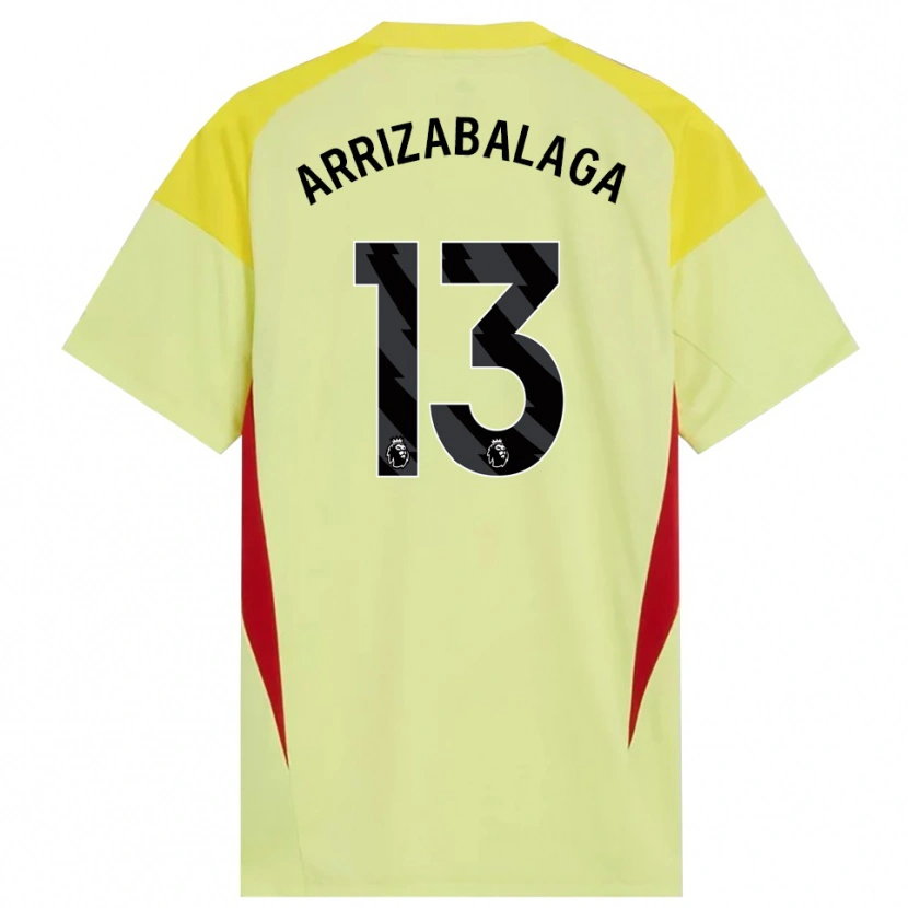 Danxen Homem Kepa Arrizabalaga #13 Amarelo Vermelho Preto Camisola Guarda-Redes 2025/26 Camisa
