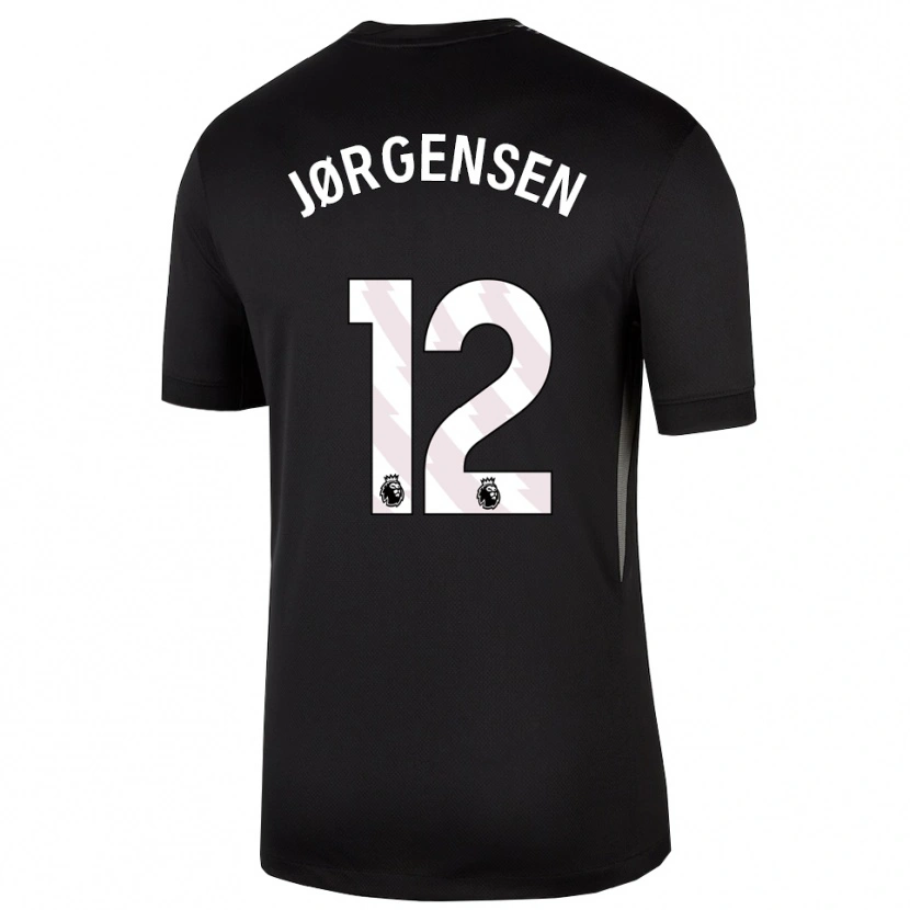 Danxen Homem Filip Jørgensen #12 Preto Branco Camisola Guarda-Redes 2025/26 Camisa