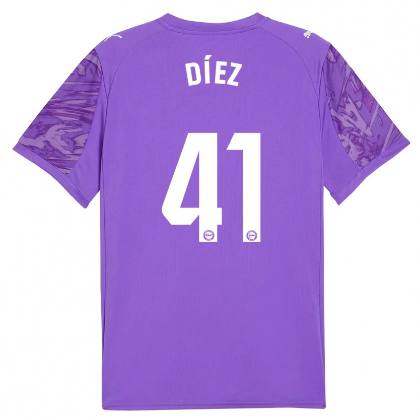 Danxen Homem Victor Díez #41 Roxo Branco Camisola Guarda-Redes 2025/26 Camisa