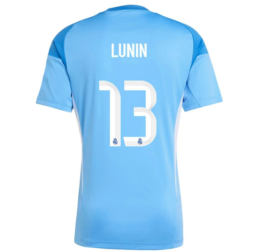 Danxen Homem Andriy Lunin #13 Azul Céu Branco Camisola Guarda-Redes 2025/26 Camisa