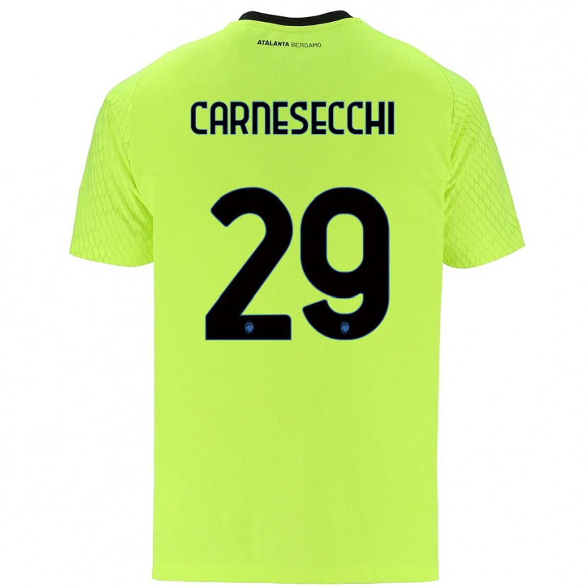Danxen Homem Marco Carnesecchi #29 Verde Amarelo Vermelho Camisola Guarda-Redes 2025/26 Camisa