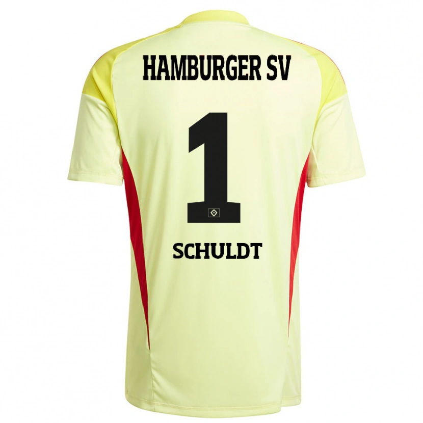 Danxen Homem Inga Schuldt #1 Vermelho Amarelo Preto Camisola Guarda-Redes 2025/26 Camisa