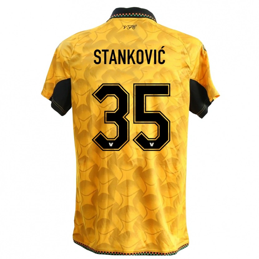 Danxen Homem Filip Stanković #35 Amarelo Preto Camisola Guarda-Redes 2025/26 Camisa
