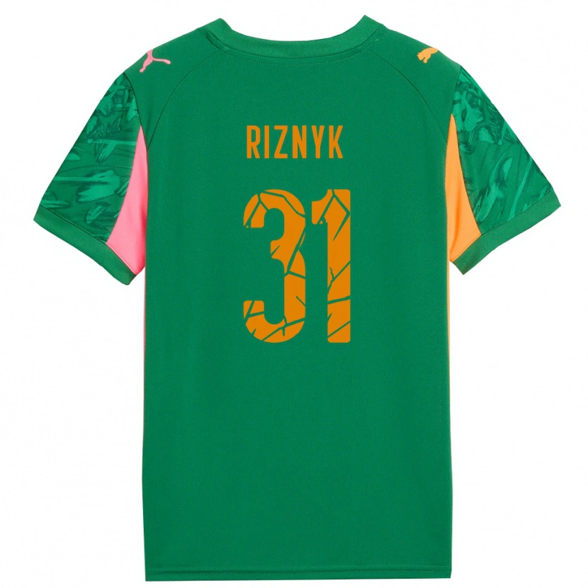 Danxen Homem Dmytro Riznyk #31 Rosa Laranja Verde Camisola Guarda-Redes 2025/26 Camisa