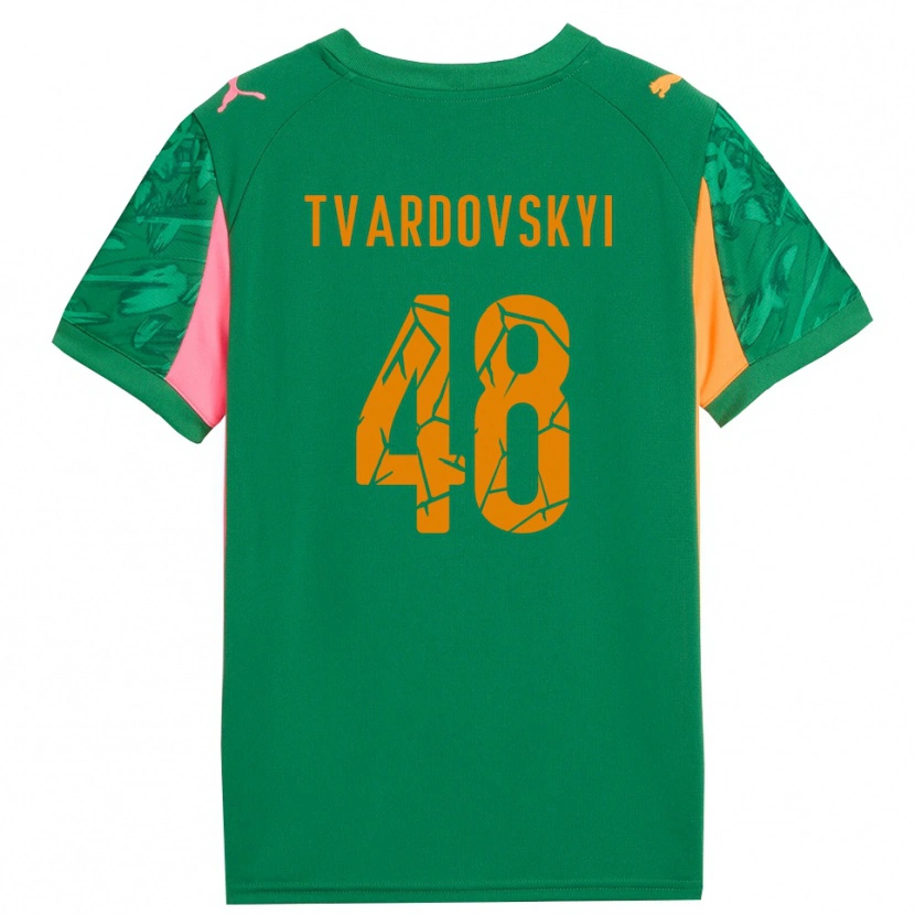 Danxen Homem Denys Tvardovskyi #48 Rosa Laranja Verde Camisola Guarda-Redes 2025/26 Camisa