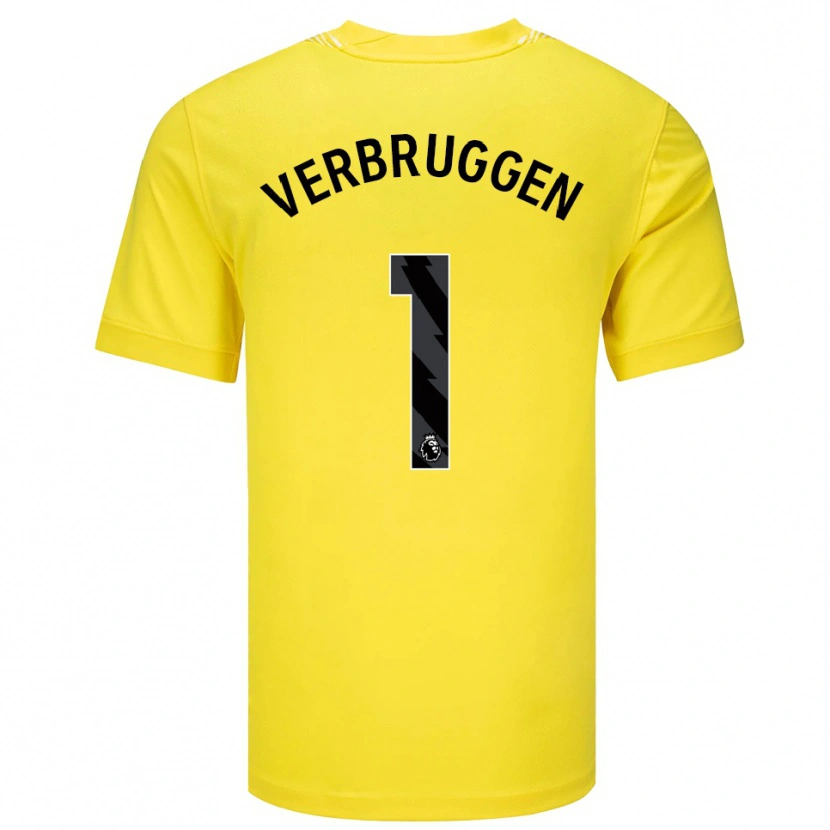 Danxen Homem Bart Verbruggen #1 Amarelo Preto Camisola Guarda-Redes 2025/26 Camisa
