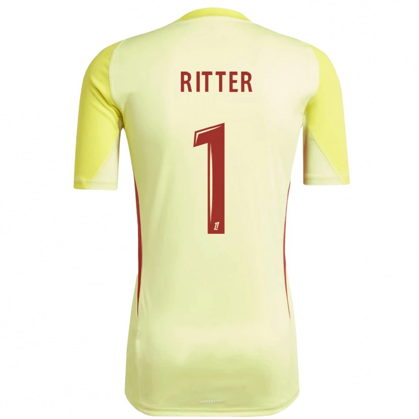 Danxen Homem Maxime Ritter #1 Amarelo Claro Vermelho Camisola Guarda-Redes 2025/26 Camisa