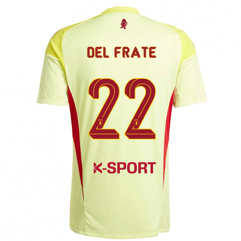 Danxen Homem Federico Del Frate #22 Amarelo Claro Vermelho Camisola Guarda-Redes 2025/26 Camisa