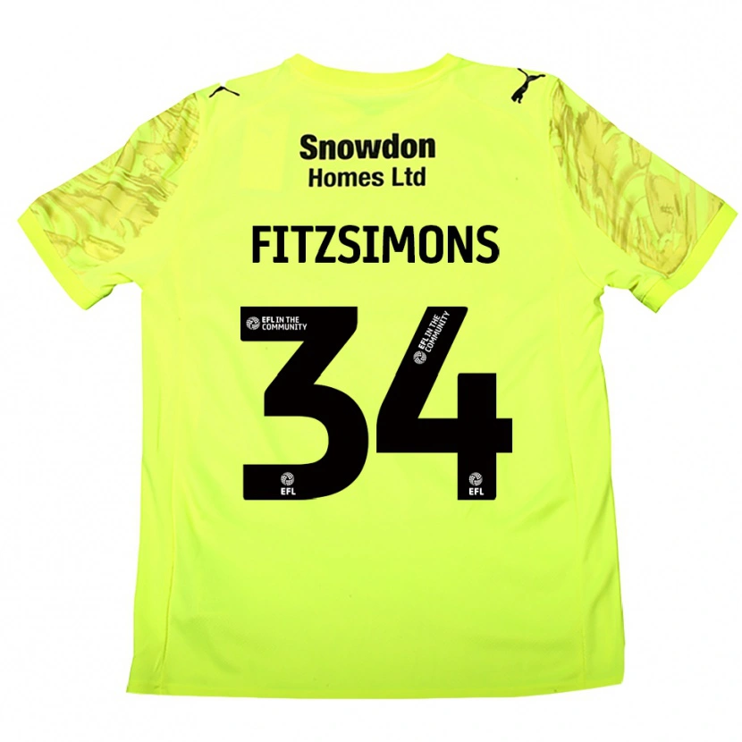Danxen Homem Ross Fitzsimons #34 Verde Fluorescente Camisola Guarda-Redes 2025/26 Camisa