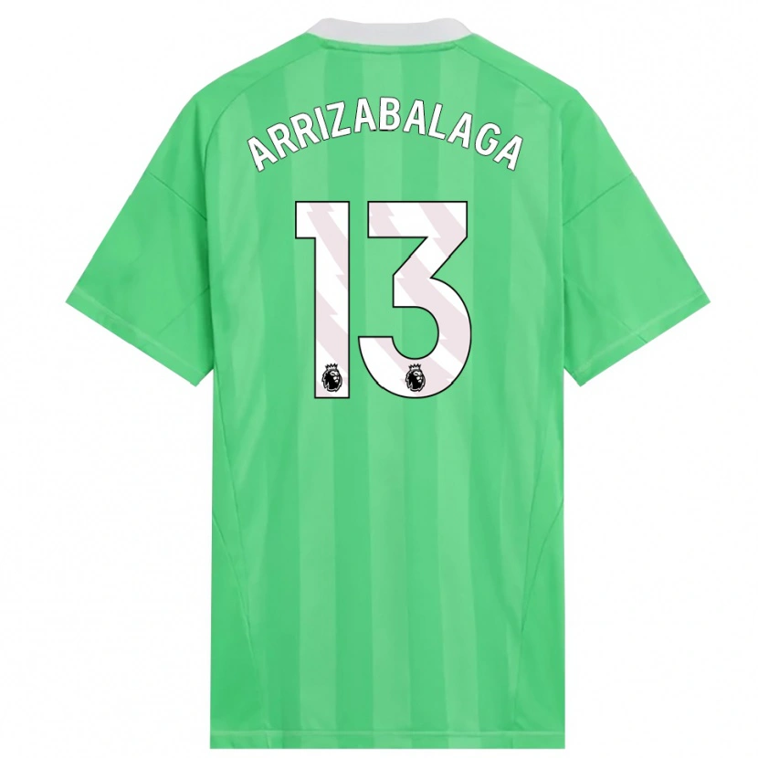 Danxen Homem Kepa Arrizabalaga #13 Verde Claro Branco Camisola Guarda-Redes 2025/26 Camisa