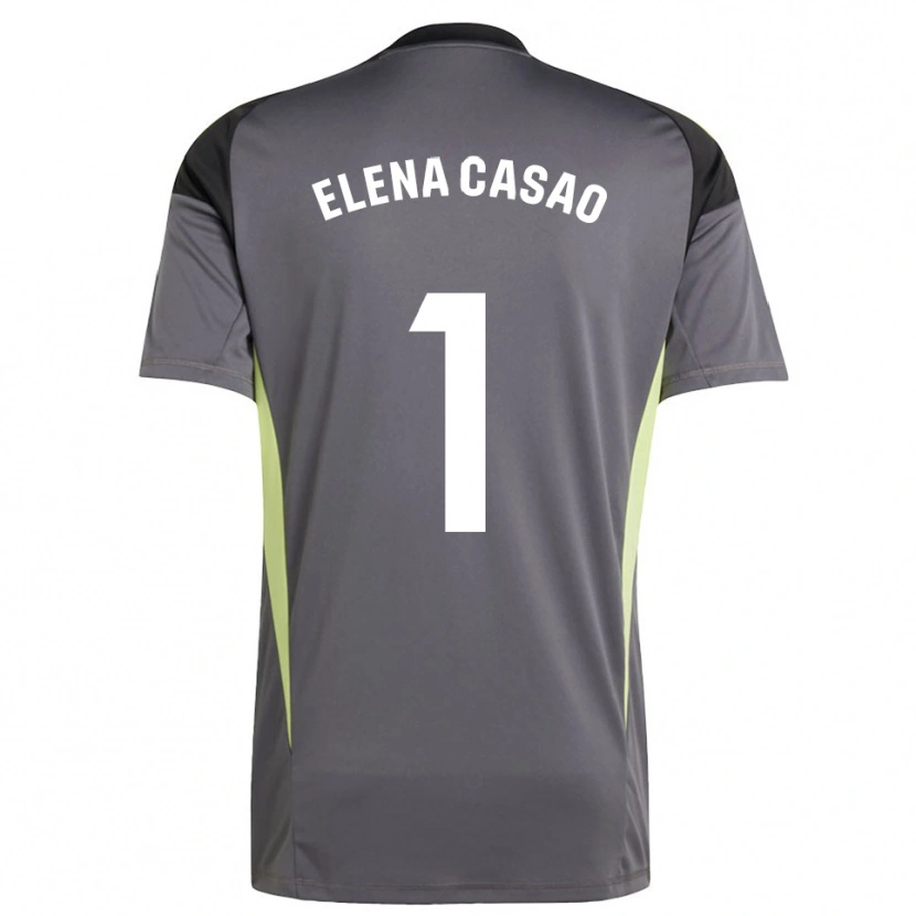 Danxen Homem Elena Casao López #1 Cinza Escuro Preto Camisola Guarda-Redes 2025/26 Camisa