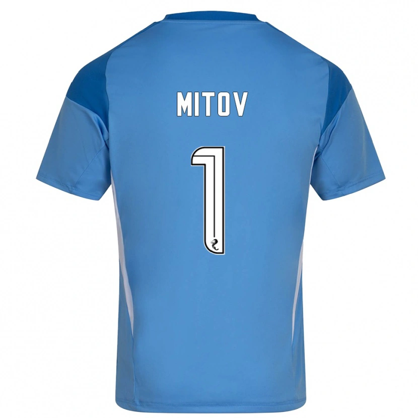 Danxen Mulher Dimitar Mitov #1 Branco Azul Camisola Guarda-Redes 2025/26 Camisa