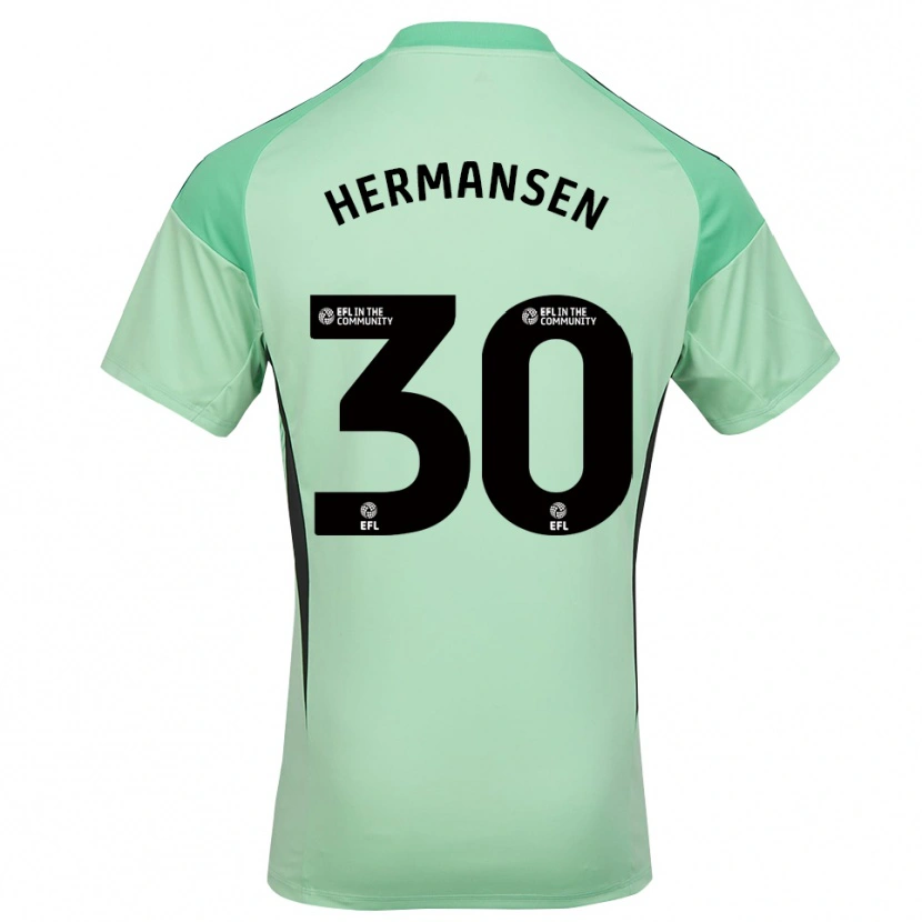Danxen Mulher Mads Hermansen #30 Preto Verde Claro Camisola Guarda-Redes 2025/26 Camisa